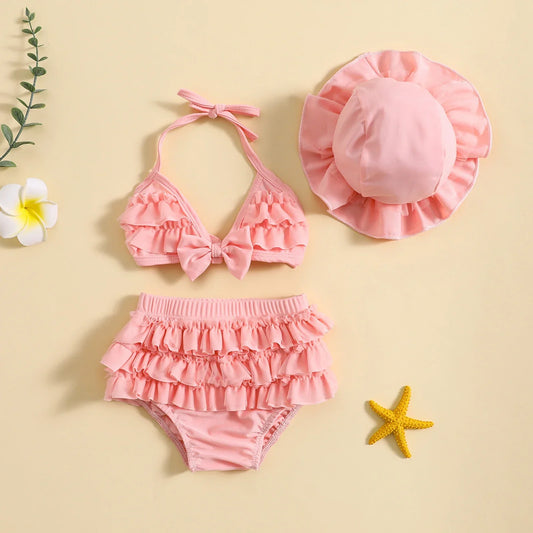 Baby Girl Swimsuit 3-Piece Set Sun Protective - BabySun