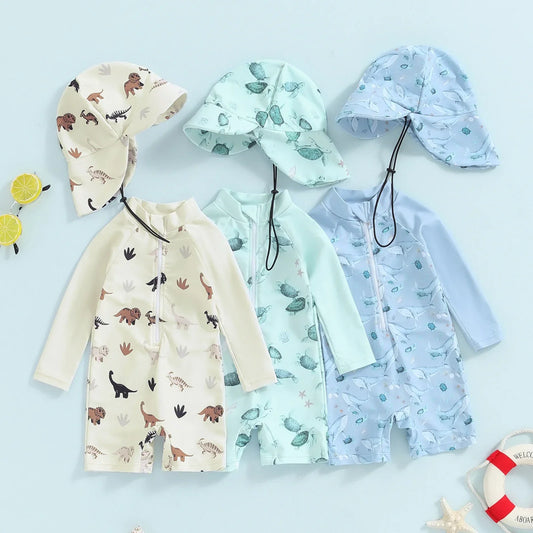 Baby Boy Swimsuit & Sun Hat Set - WhaleSplash