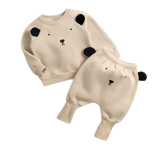 Baby Cartoon Outfit Set - Beige