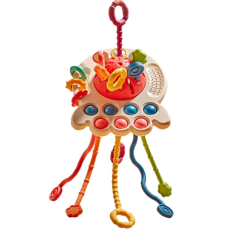 3-in-1 Sensory Baby Toy - PlaySens - Red Octopus