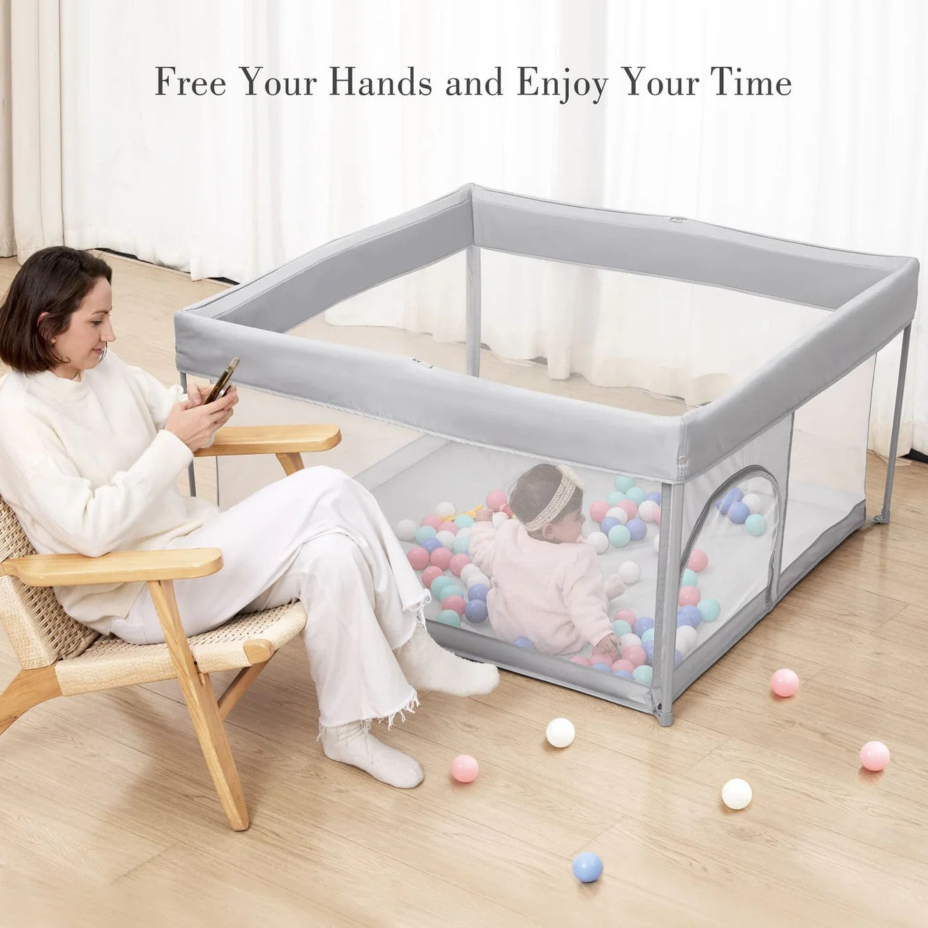 Baby Playpen with Mesh Walls