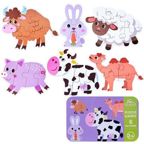 Baby 3D Animals Puzzle Iron Box - Cow