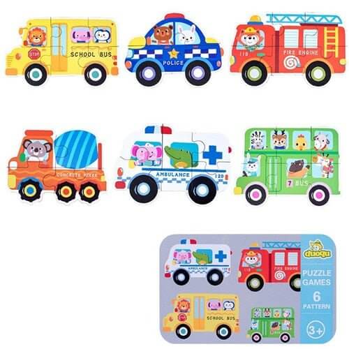 Baby 3D Animals Puzzle Iron Box - Small car