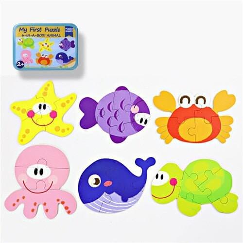 Baby 3D Animals Puzzle Iron Box - Ocean