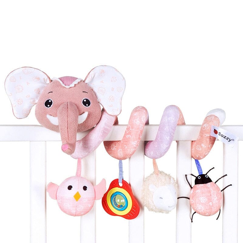 Baby Black White Stroller Spiral Plush Toys - pink elephant 679