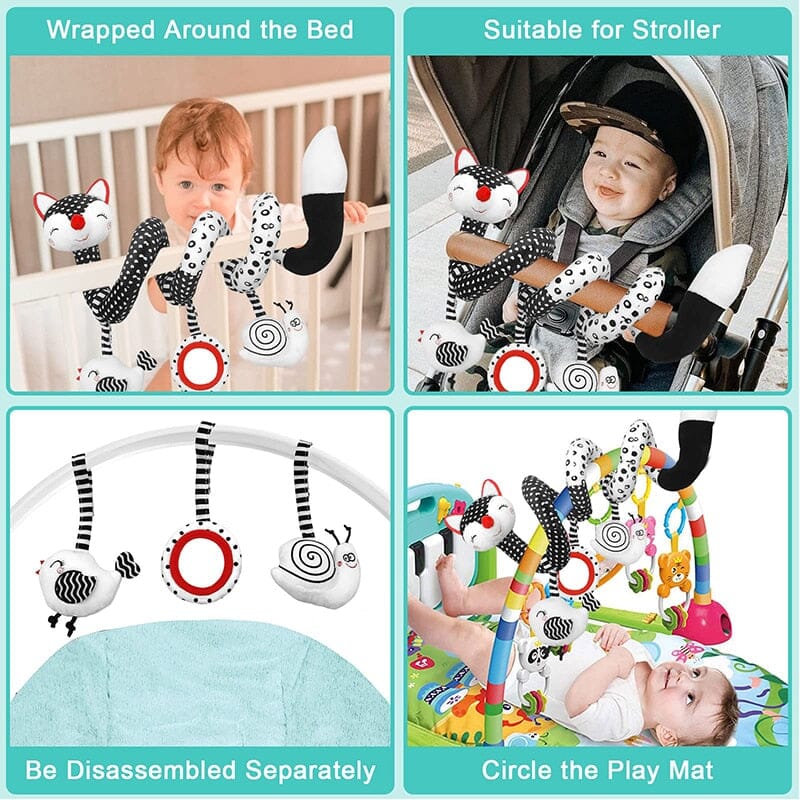 Baby Black White Stroller Spiral Plush Toys -