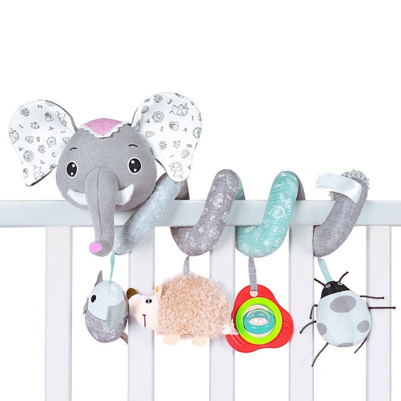 Baby Black White Stroller Spiral Plush Toys - gray elephant 679