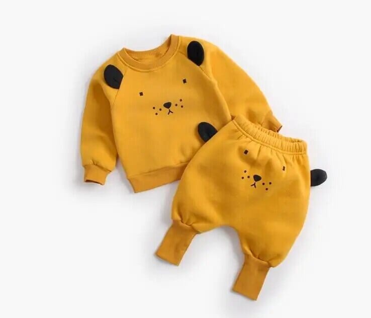 Baby Cartoon Outfit Set - Yellow