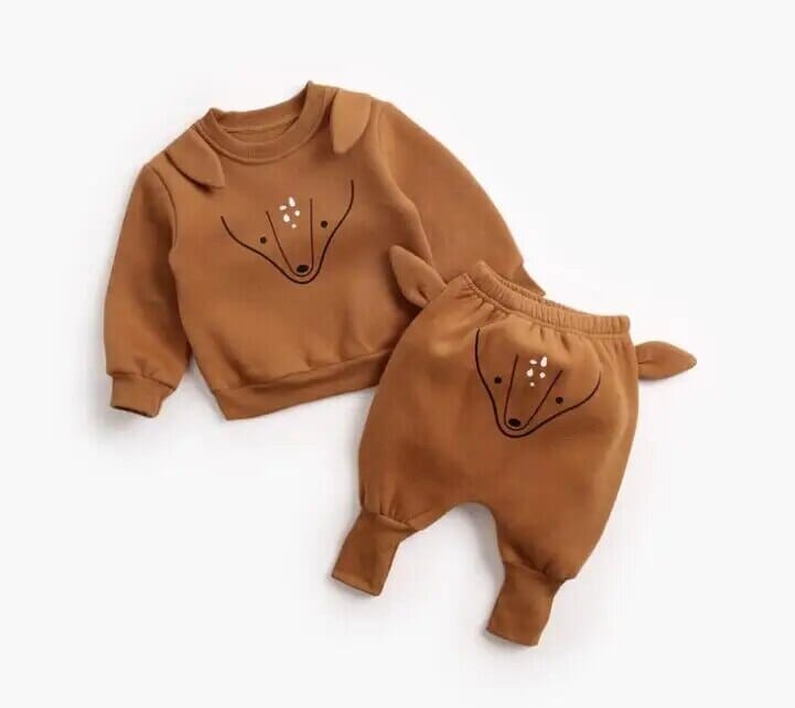 Baby Cartoon Outfit Set - Brown