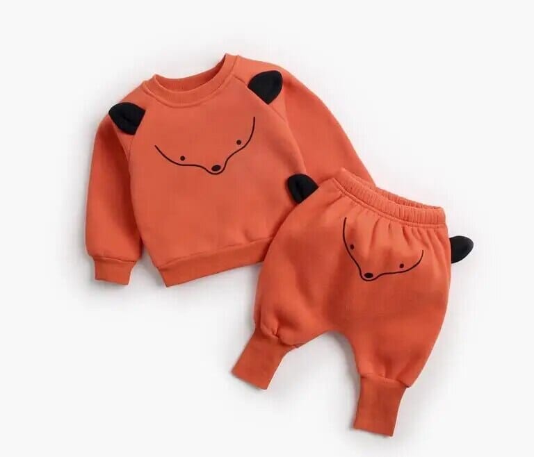 Baby Cartoon Outfit Set - Orange