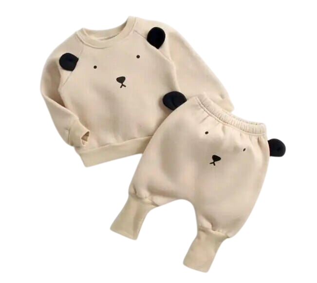 Baby Cartoon Outfit Set - Beige