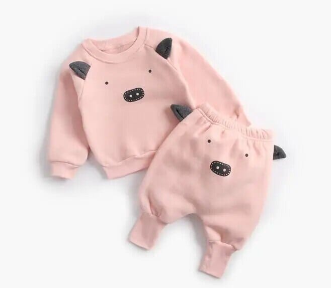 Baby Cartoon Outfit Set - Pink