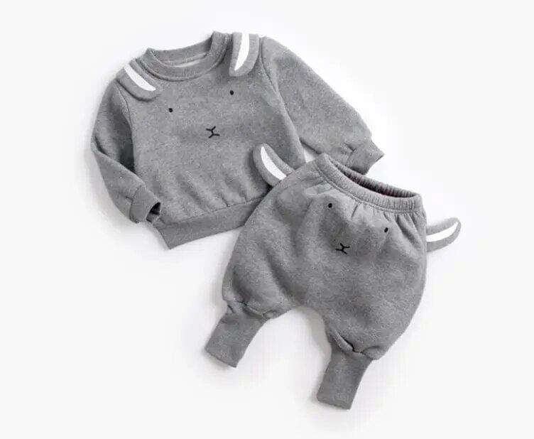 Baby Cartoon Outfit Set - Gray