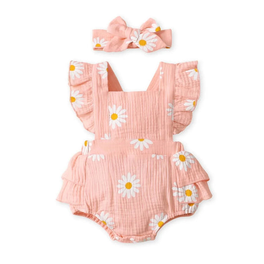 Baby Girl Flower Print Bodysuit - Pink