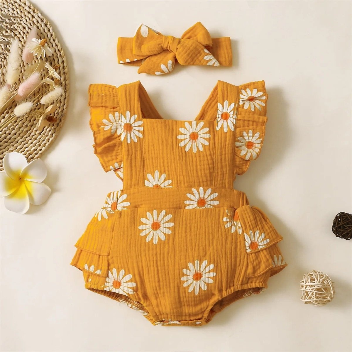 Baby Girl Flower Print Bodysuit - Ginger