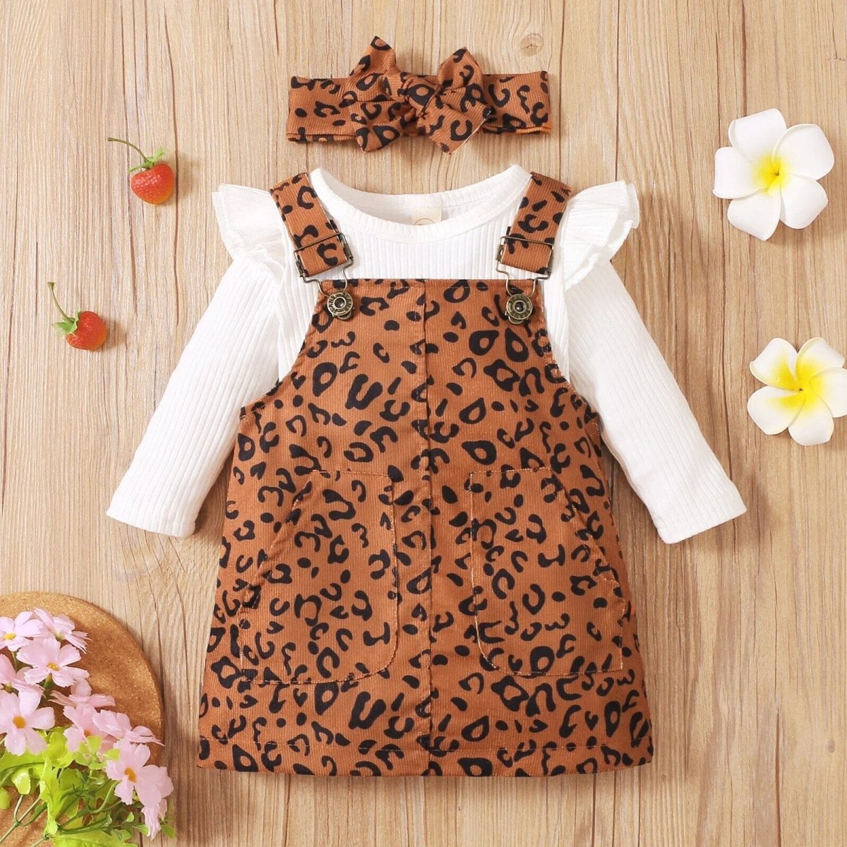 Baby Girl Suspender Skirt Leopard Print -