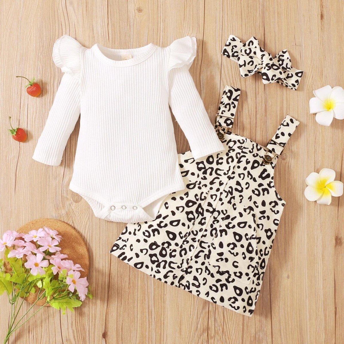 Baby Girl Suspender Skirt Leopard Print -