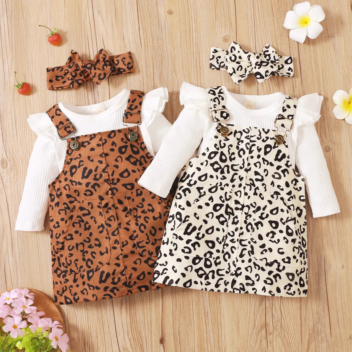 Baby Girl Suspender Skirt Leopard Print -