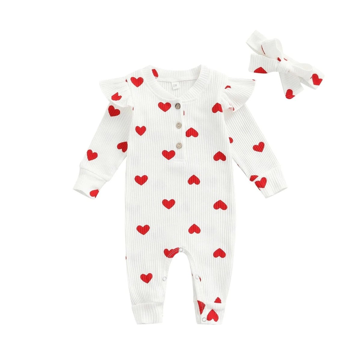 Baby Valentine's Day Jumpsuit - White