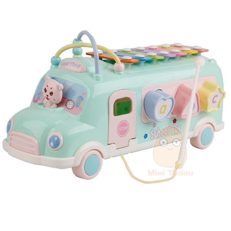 Beads Blocks Sorting Music Baby Toys - Green Bus