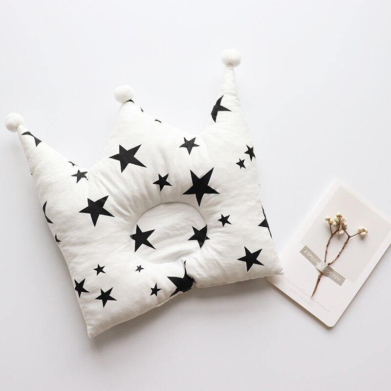 Crown Shape Head Protection Baby Pillow - Black Star