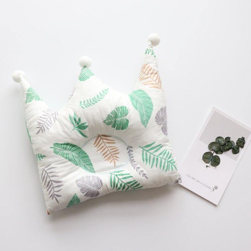 Crown Shape Head Protection Baby Pillow - Green Leaf