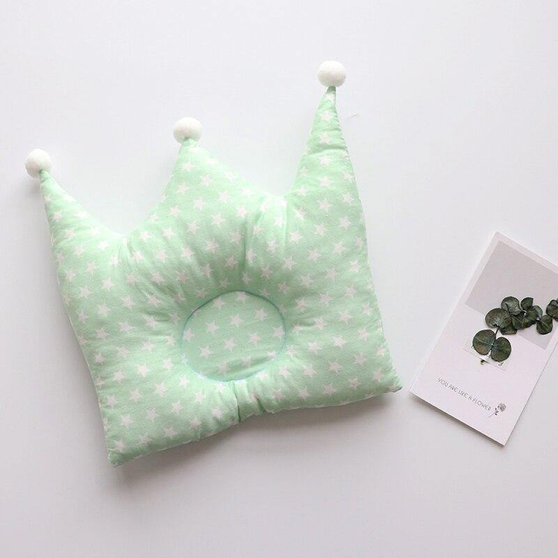 Crown Shape Head Protection Baby Pillow - Green Star