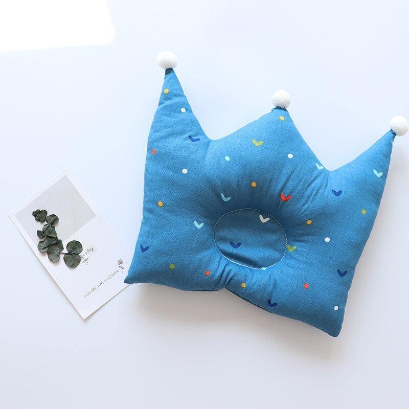 Crown Shape Head Protection Baby Pillow - Blue Love