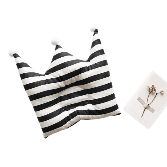 Crown Shape Head Protection Baby Pillow - Black Stripe