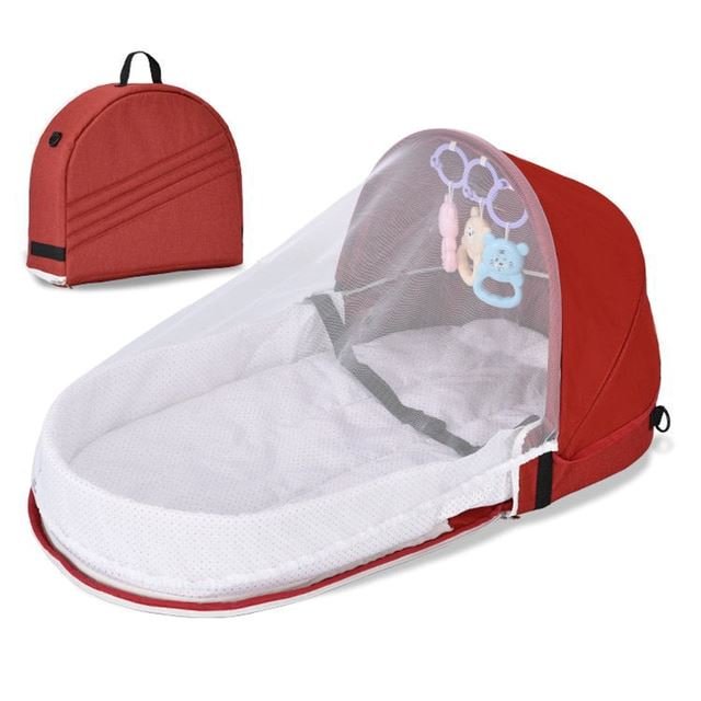 Multi-Function Travel Mosquito Baby Bed - Red