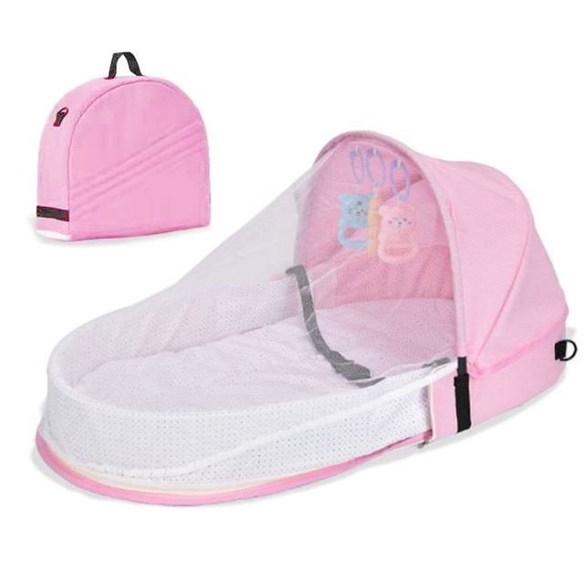 Multi-Function Travel Mosquito Baby Bed - Pink