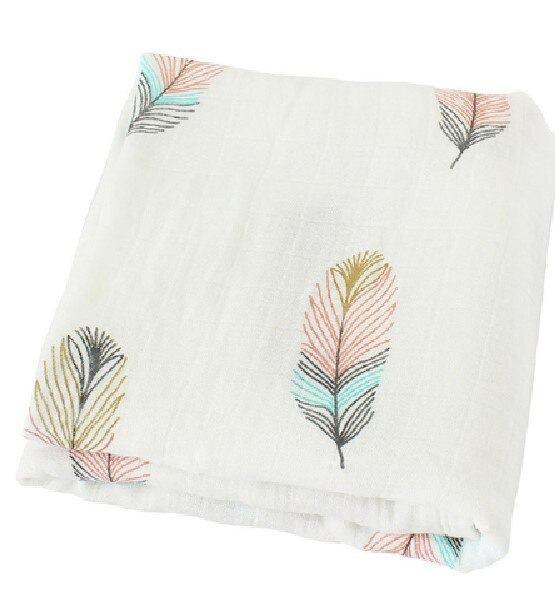 Newborn Baby Swaddle Blanket - Color Feather 120x120cm