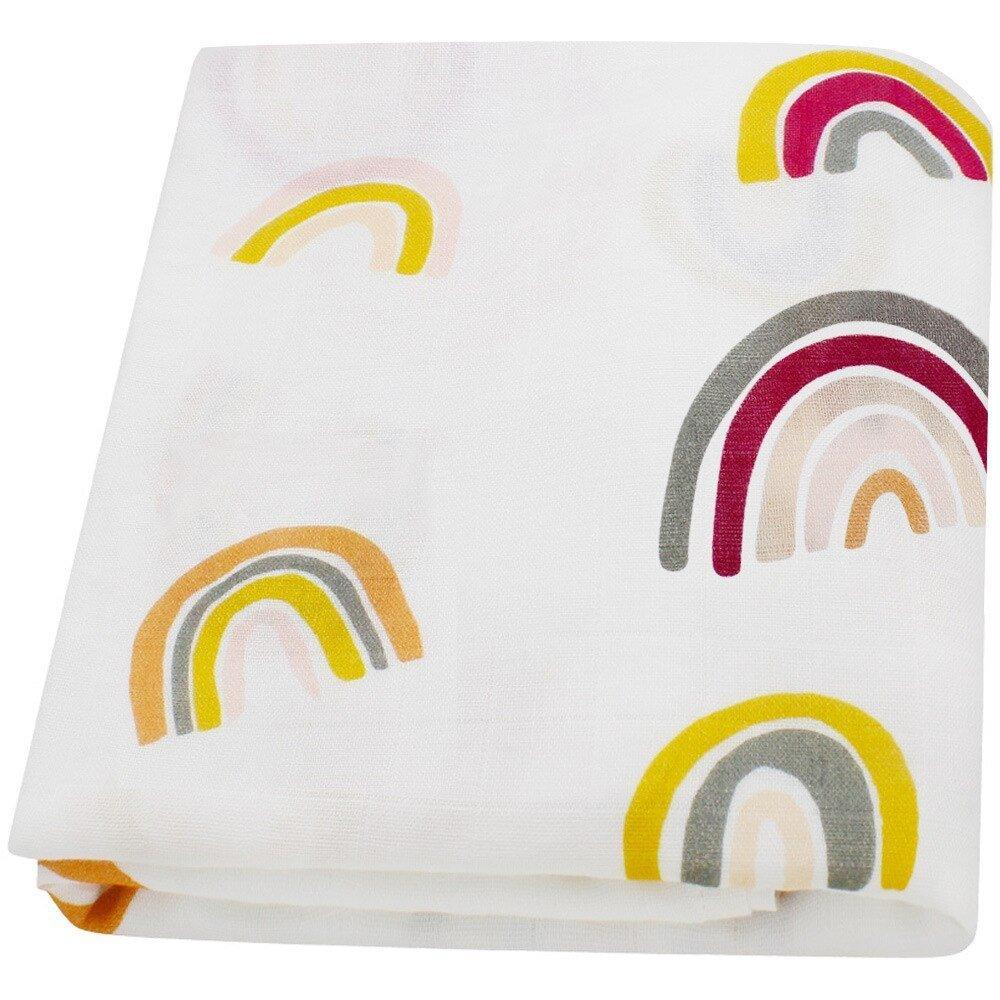 Newborn Baby Swaddle Blanket - Rainbow 120x120cm