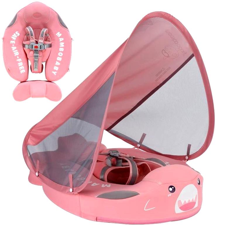 Premium Baby Swim Float Canopy UPF 50+ - Pink Shark