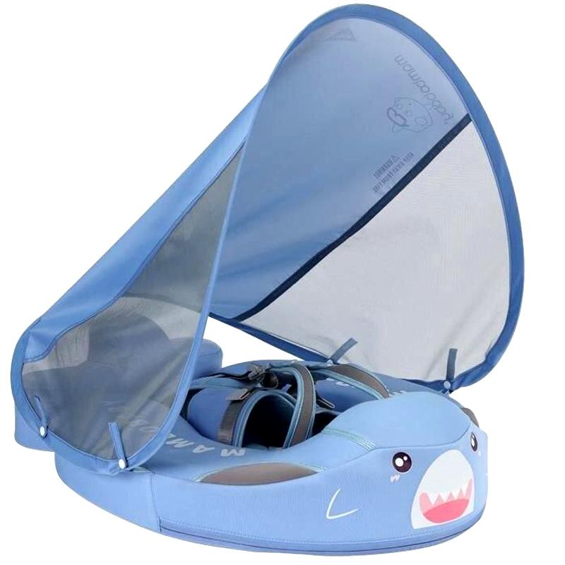 Premium Baby Swim Float Canopy UPF 50+ - Blue Shark