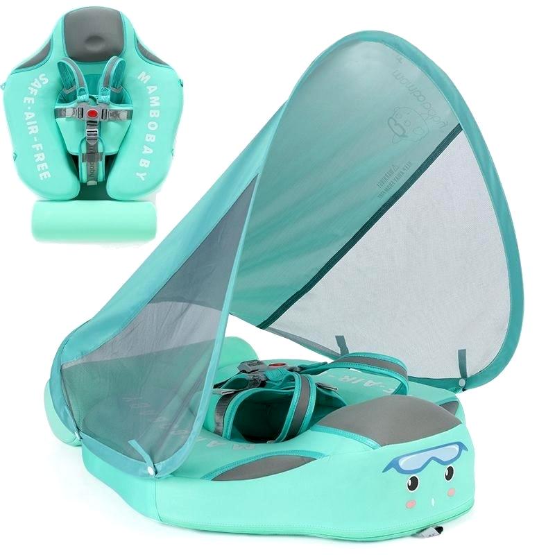 Premium Baby Swim Float Canopy UPF 50+ - Green Turtle