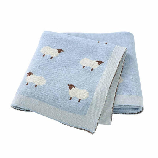 Soft Sheep Baby Blanket - Blue