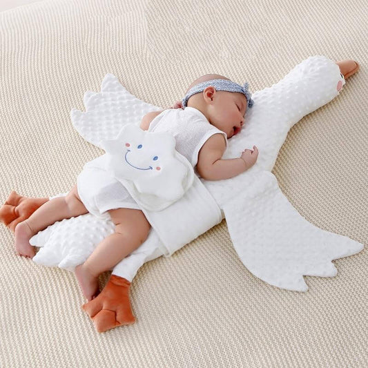 White Goose Stuffed Baby Pillow -